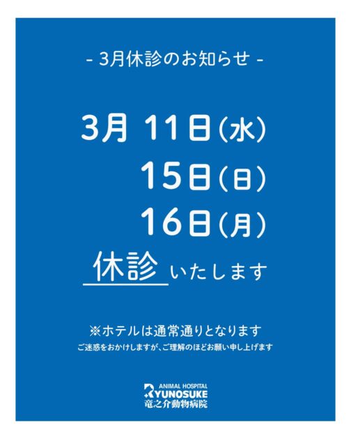 3月休診のお知らせ